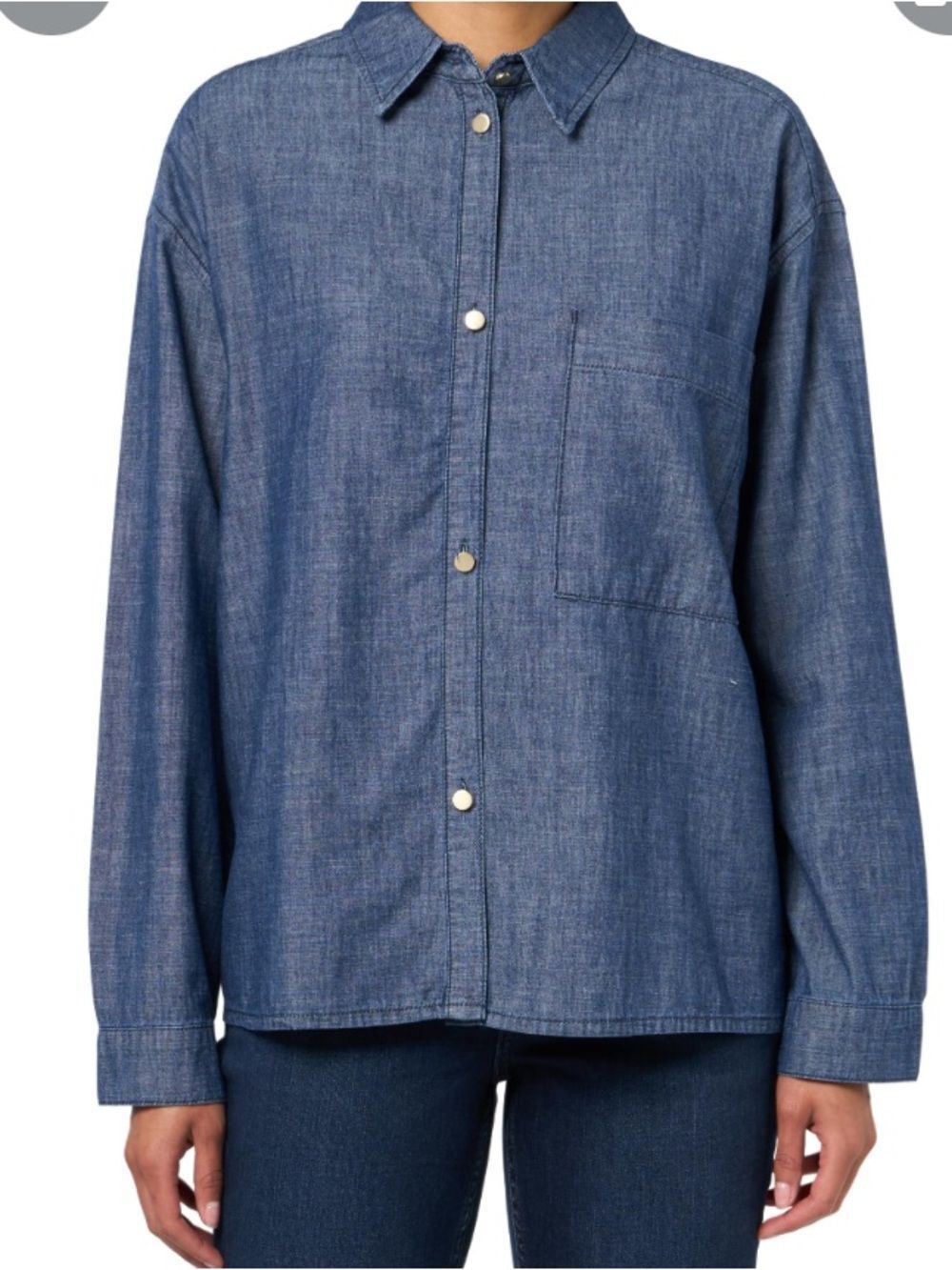 Armani Exchange SHIRT - Button-down blouse, blue denim, size Large, NWT
